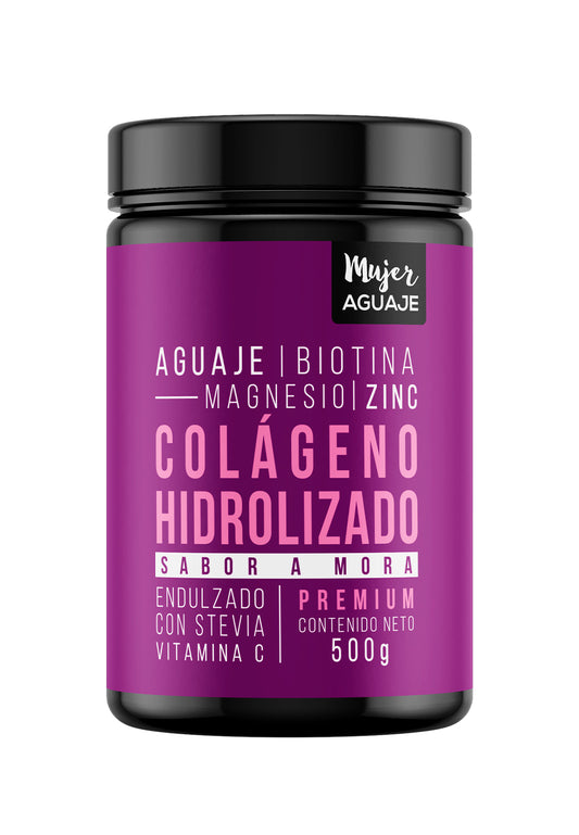 Colageno Hidrolizado sabor a mora 500 gramos Mujer Aguaje