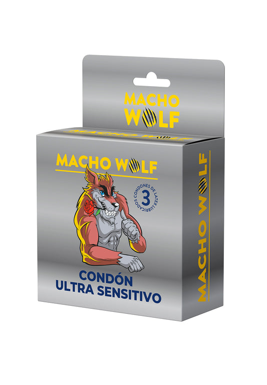 Preservativo Ultra Sensitivo Macho Wolf Caja de 3 unidades c/u